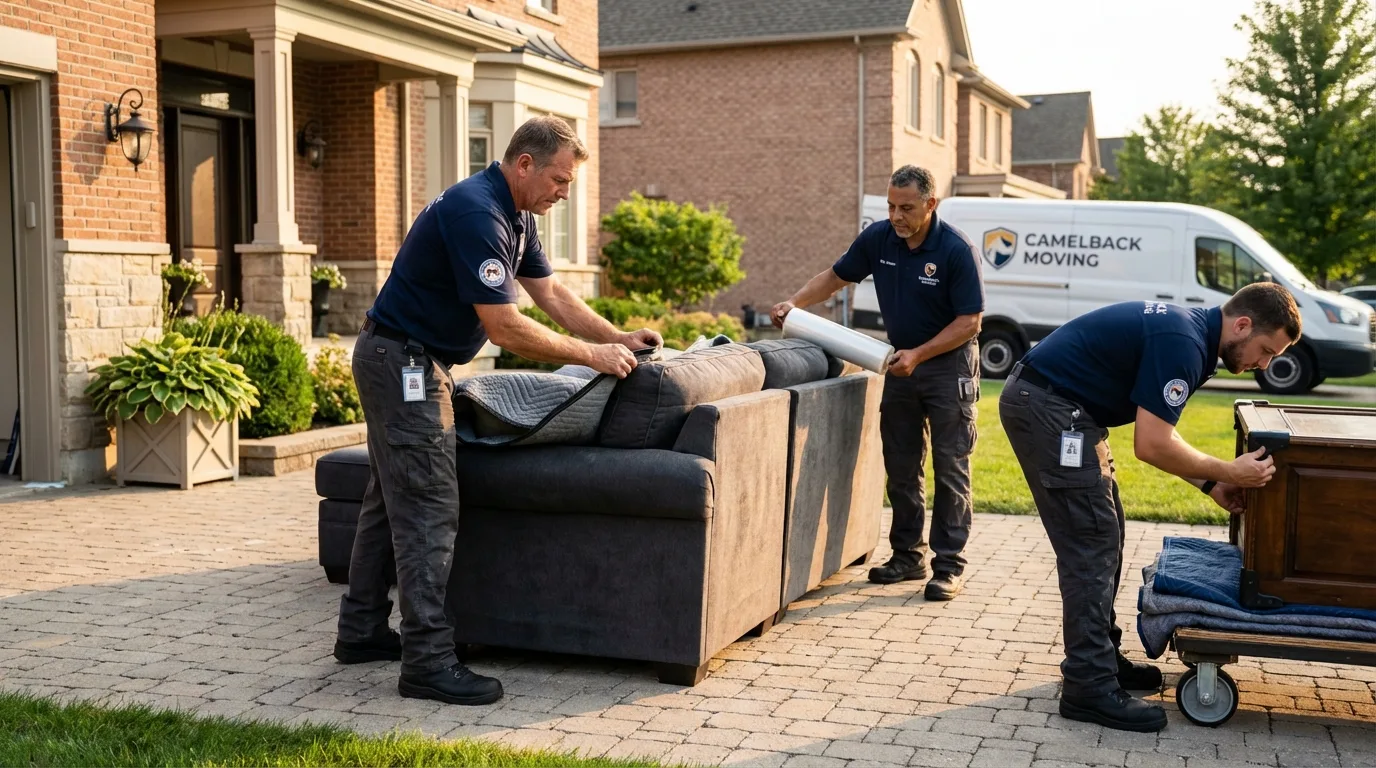 Large estate moving crew wrapping furniture in Mesquite, NM