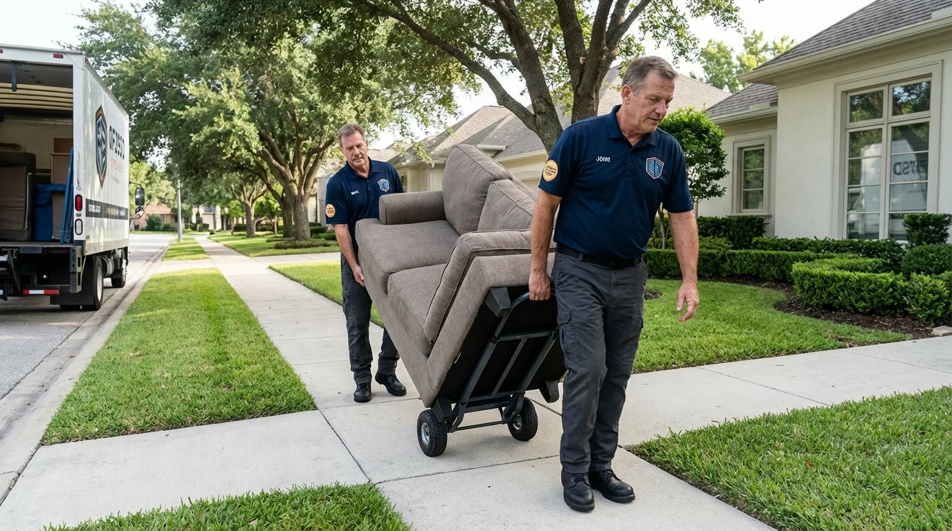 Local residential moving crew loading furniture in Mesquite, NM